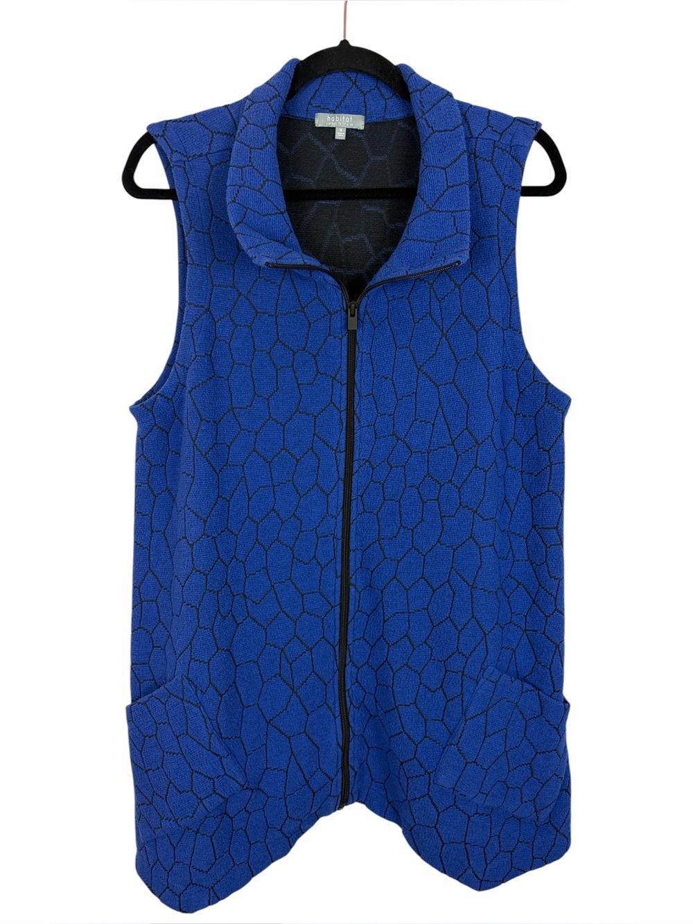 Habitat Royal Blue Textured Zip Front Vest Medium Art-to-Wear Travel Jacket